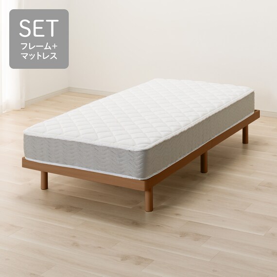 シングルすのこベッドフレームマットレスセット(BF-302 MBR/RX05) 1枚目画像