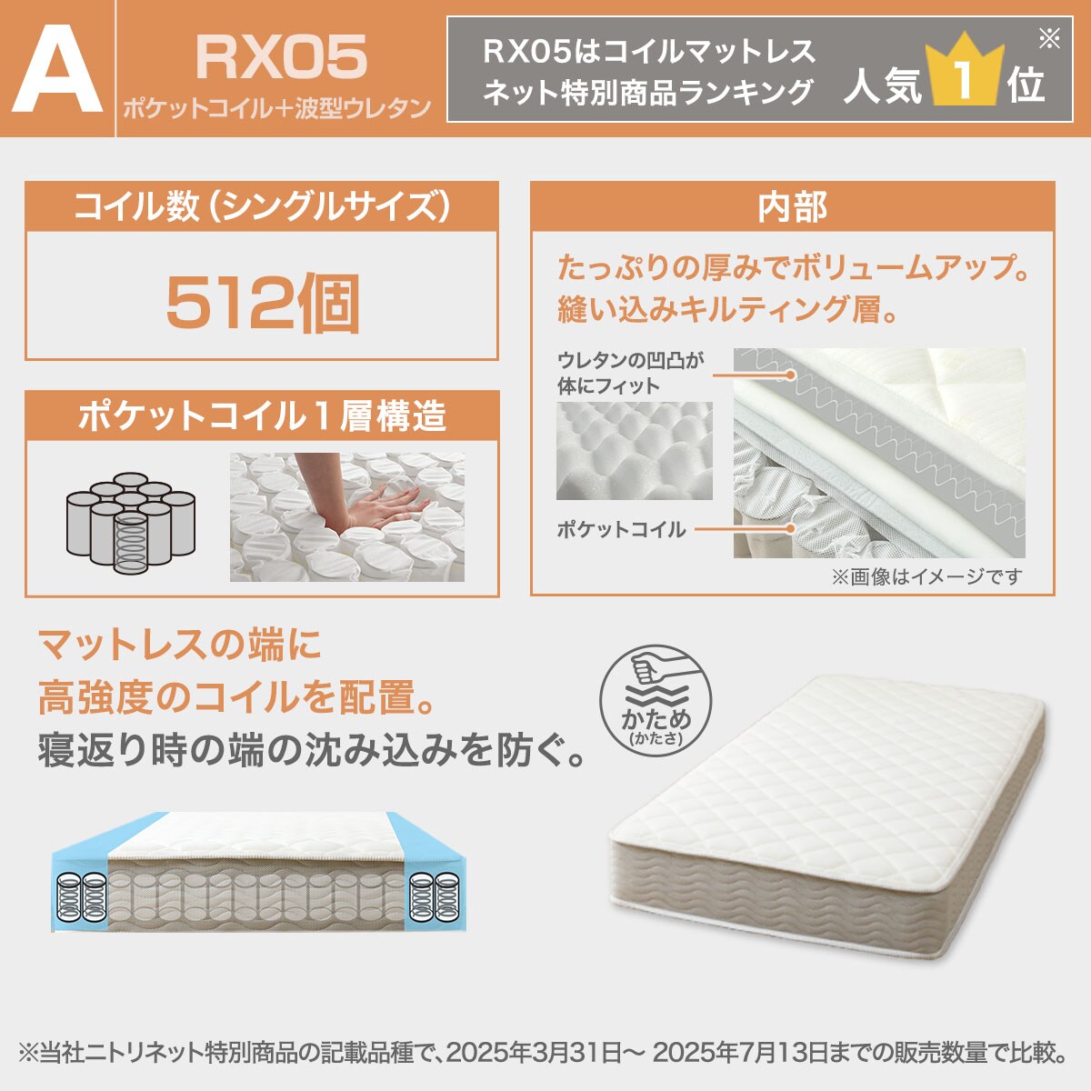 シングルすのこベッドフレームマットレスセット(BF-302 LBR/RX05
