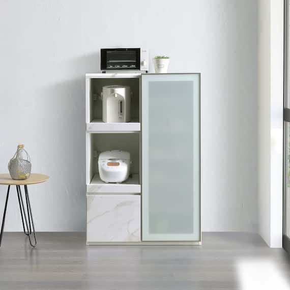 キッチンカウンター(デセオ 80KB-Bガラス扉 WH)【島忠ホームズ商品】 9枚目画像