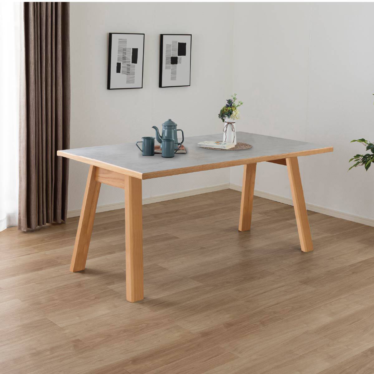 ダイニングテーブル(マージ 150天板LBR/GRY 4本脚LBR)【島忠ホームズ