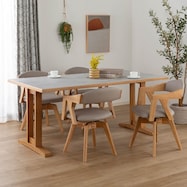 ダイニング5点セット(マージ 165天板LBR/GRY 2本脚LBR 回転チェアLBR/CBR)【島忠ホームズ商品】