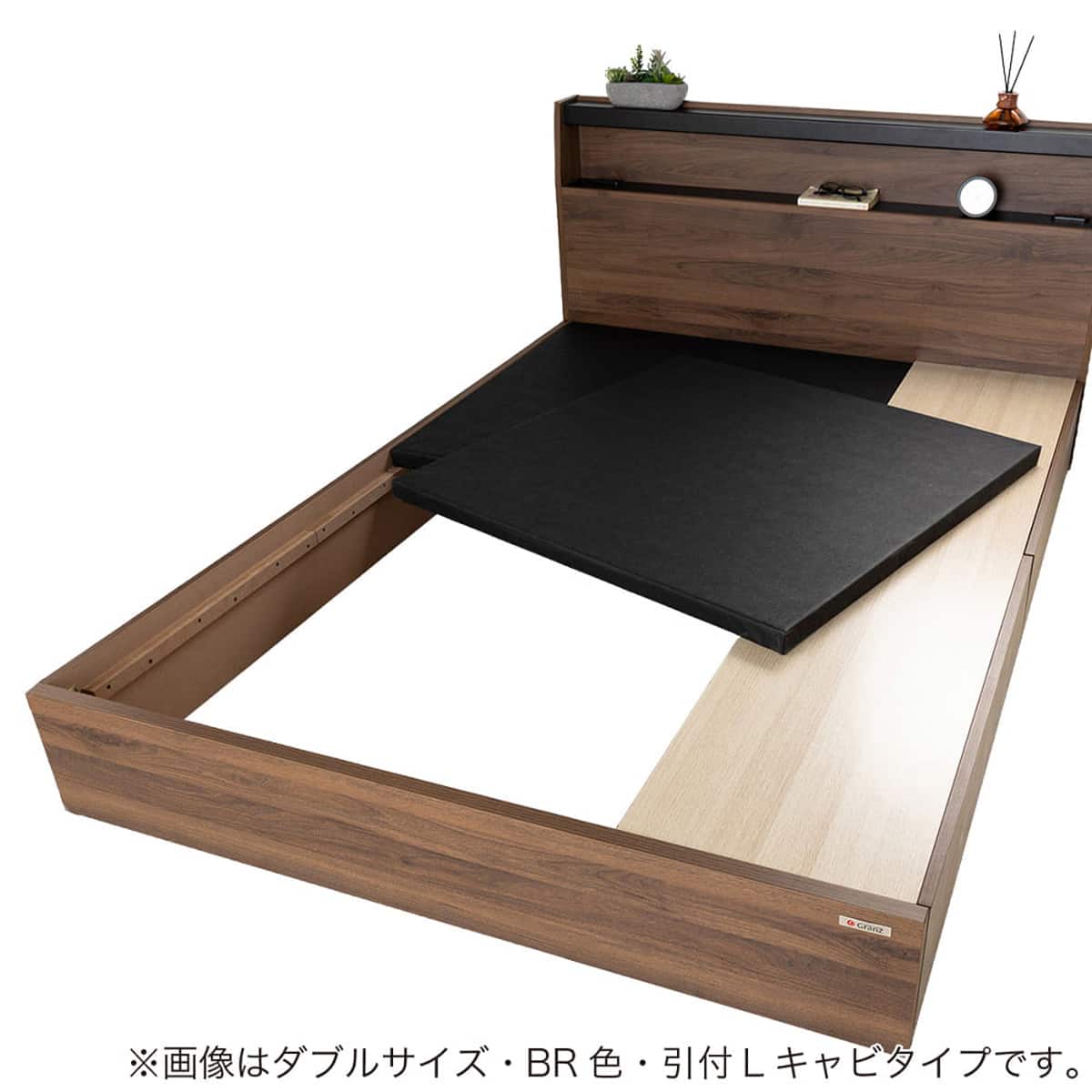 シングル 棚・照明・コンセント・収納付きベッドフレーム(ベッセLC NA