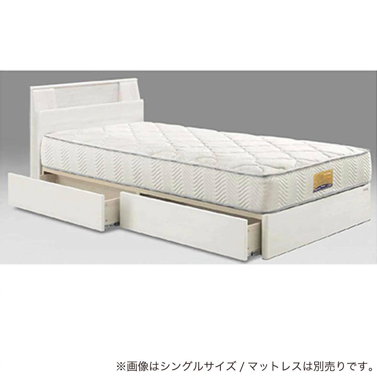 ダブル 棚・コンセント・収納付きベッドフレーム(ミラーノSC WH)【島忠