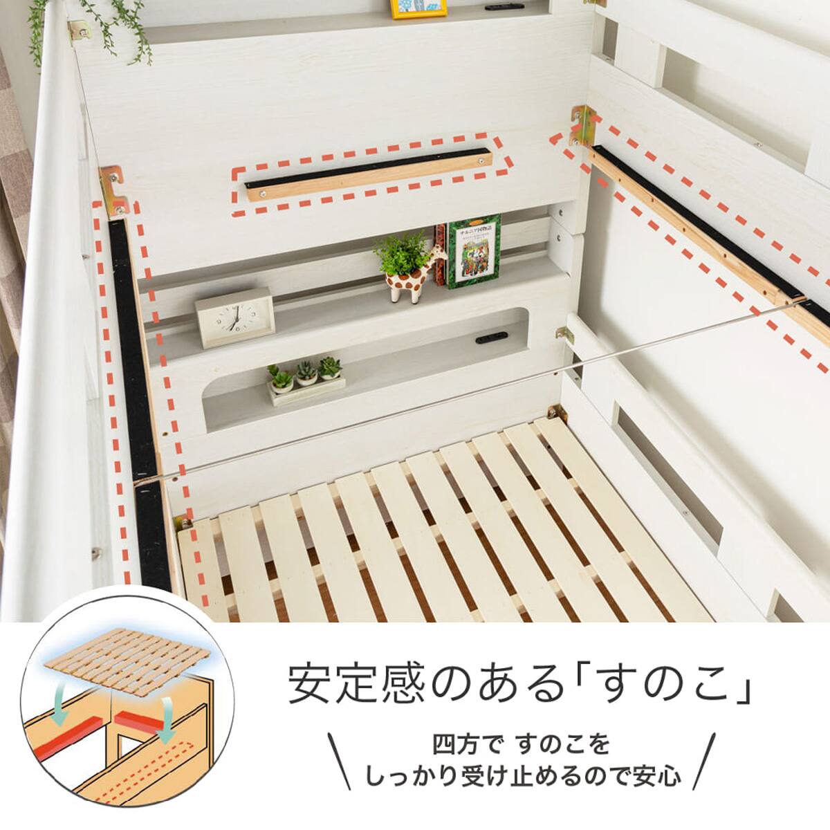 棚＆照明付き2段ベッド(ミンキー WH)【島忠ホームズ商品】 | ニトリ