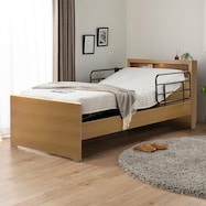 電動セミダブルベッドフレーム(エンブレム キャビネット 2M 手すり付)【島忠ホームズ商品】