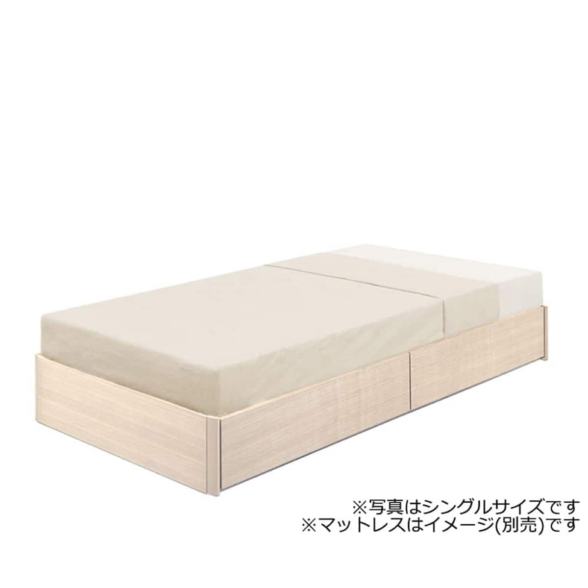 セミダブル 収納付きヘッドレスベッドフレーム(スピーク3 浅型 WW