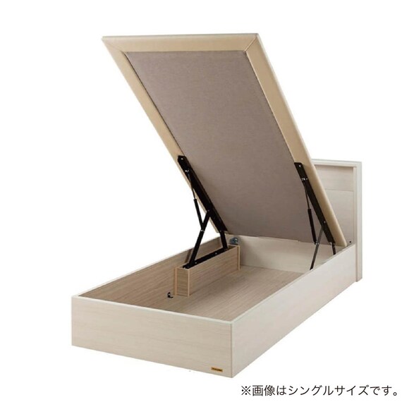 セミシングル 棚・照明・コンセント・収納付きベッドフレーム(チョイスミー CI 300たて開き WH)【島忠ホームズ商品】 1枚目画像