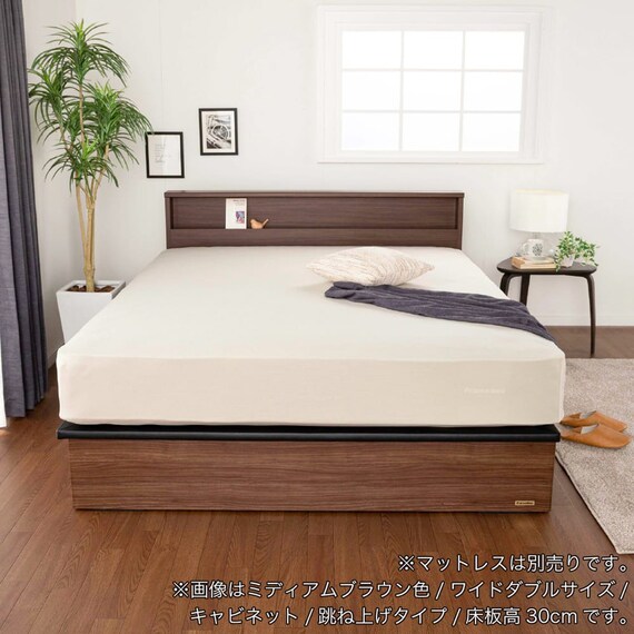セミシングル 棚・照明・コンセント・収納付きベッドフレーム(チョイスミー CI 300たて開き WH)【島忠ホームズ商品】 10枚目画像