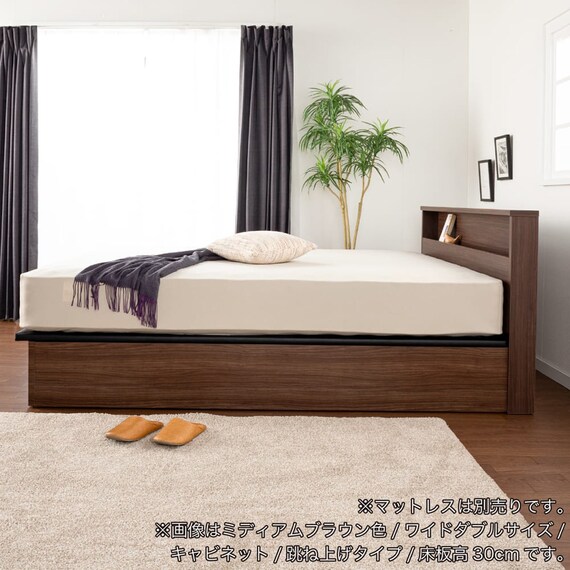 セミシングル 棚・照明・コンセント・収納付きベッドフレーム(チョイスミー CI 300たて開き WH)【島忠ホームズ商品】 12枚目画像