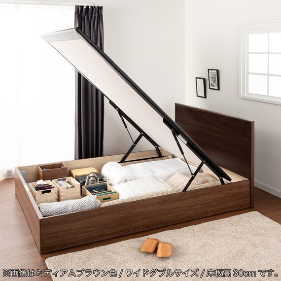 セミシングル 収納付きベッドフレーム(チョイスミーF 300たて開き WH)【島忠ホームズ商品】 12枚目画像