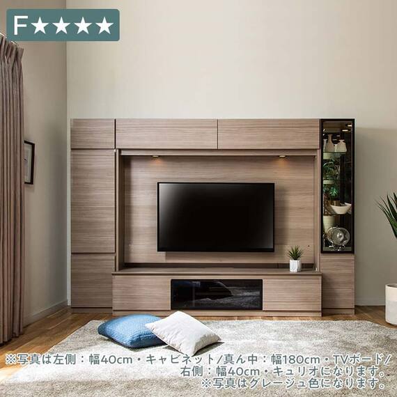 キャビネット(シャルム 40ガラス戸 (左) グレージュ)【島忠ホームズ商品】 2枚目画像