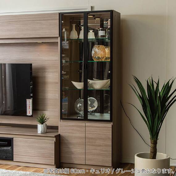 キャビネット(シャルム 40ガラス戸 (左) グレージュ)【島忠ホームズ商品】 4枚目画像