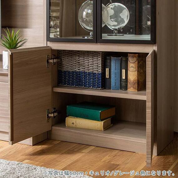 キャビネット(シャルム 40ガラス戸 (左) グレージュ)【島忠ホームズ商品】 5枚目画像