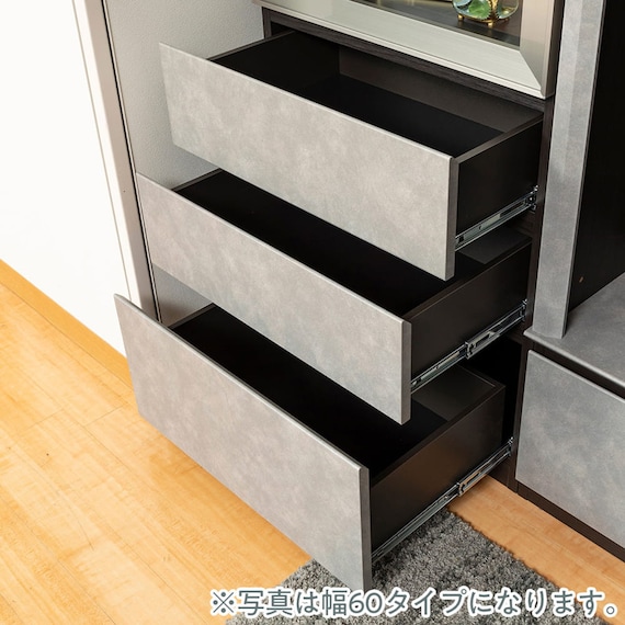 キャビネット(ブレス40 ガラス戸-L グレー)【島忠ホームズ商品】 9枚目画像