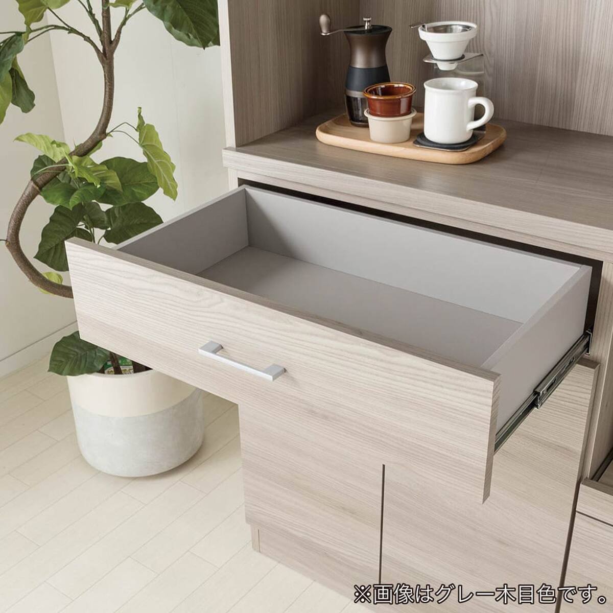 ★ジモティ割あり★  食器棚 グレーベージュW90×D46.5×H90.5クリーニング済み OJ6041 ☆ジモティ割あり☆ 食器棚 グレーベージュW90×D46.5×H90.5