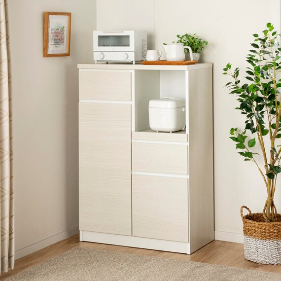 レンジ台(ペレット 80H WH木目)【島忠ホームズ商品】 1枚目画像