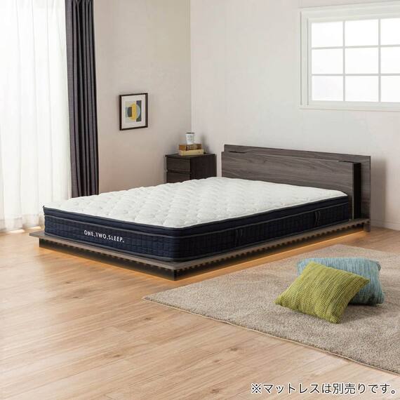 ダブル 棚・照明付きフロアベッドフレーム(ディオス DGY)【島忠ホームズ商品】 1枚目画像