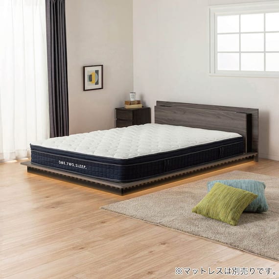 ダブル 棚・照明付きフロアベッドフレーム(ディオス DGY)【島忠ホームズ商品】 1枚目画像