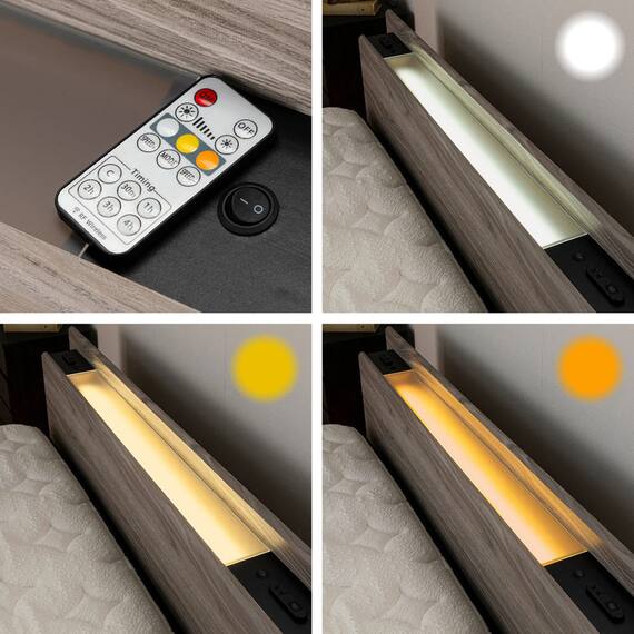 ダブル 棚・照明付きフロアベッドフレーム(ディオス DGY)【島忠ホームズ商品】 4枚目画像