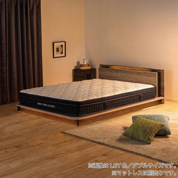 ダブル 棚・照明付きフロアベッドフレーム(ディオス DGY)【島忠ホームズ商品】 5枚目画像