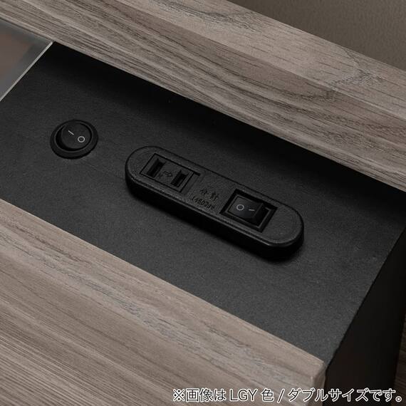 ダブル 棚・照明付きフロアベッドフレーム(ディオス DGY)【島忠ホームズ商品】 8枚目画像