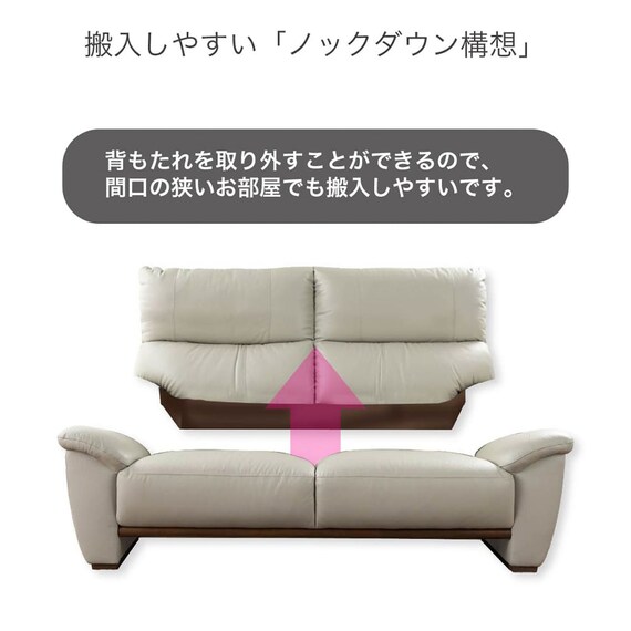 2.5人掛けソファ 本革(一部合成皮革)タイプ (デビュー079 ソフト 本革GY)【島忠ホームズ商品】 10枚目画像