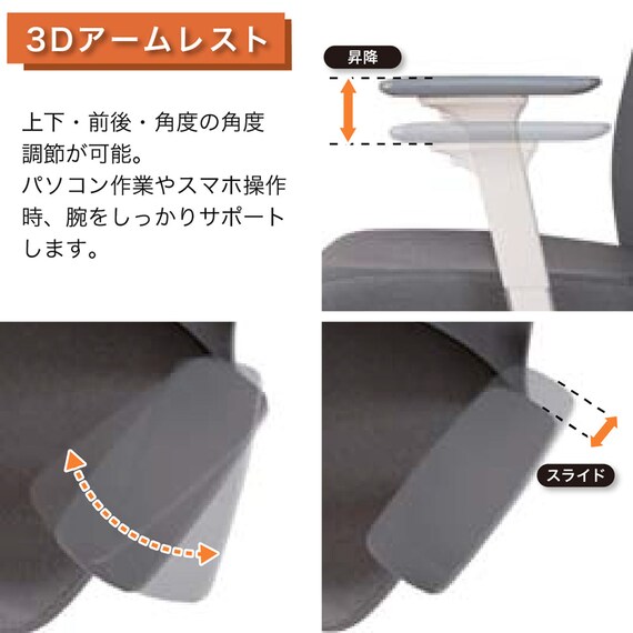 デスクチェア(アトム WH/GY)【島忠ホームズ商品】 7枚目画像