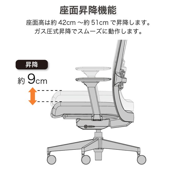 デスクチェア(アトム WH/GY)【島忠ホームズ商品】 8枚目画像