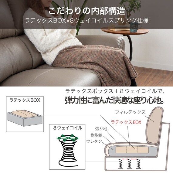 2.5人掛けソファ 本革(一部合成皮革)タイプ (デビュー081 H DGY)【島忠ホームズ商品】 4枚目画像