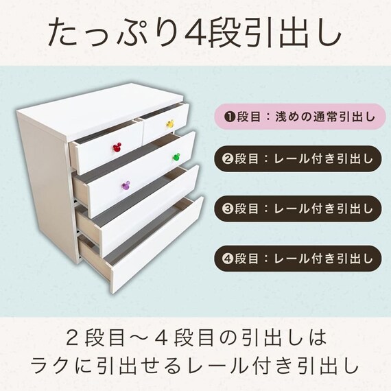 ローチェスト(リバイブ 60-4 ホワイト)【島忠ホームズ商品】 7枚目画像