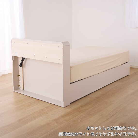 シングル 棚・照明・コンセント・収納付きベッドフレーム(ドレース サイドBOX WH)【島忠ホームズ商品】 20枚目画像