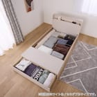 シングル 棚・照明・コンセント・収納付きベッドフレーム(ドレース フットBOX WH)【島忠ホームズ商品】 11枚目画像