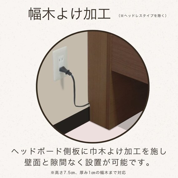 シングル コンセント付き ベッドフレーム(ウォルテ NA)【島忠ホームズ商品】 4枚目画像