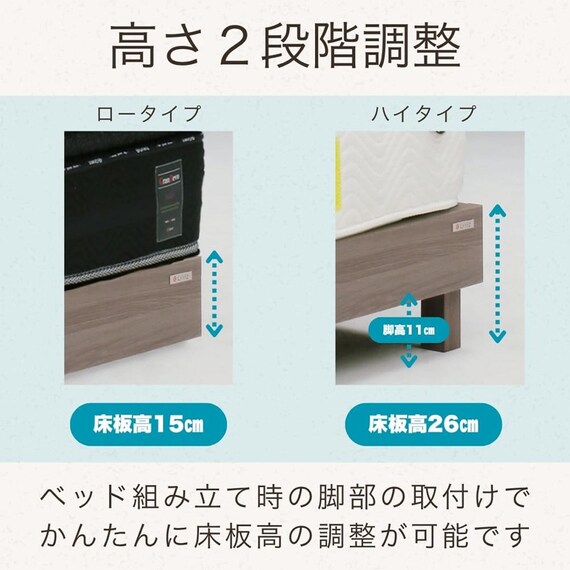 シングル コンセント付きベッドフレーム(ビネット WN)【島忠ホームズ商品】 2枚目画像