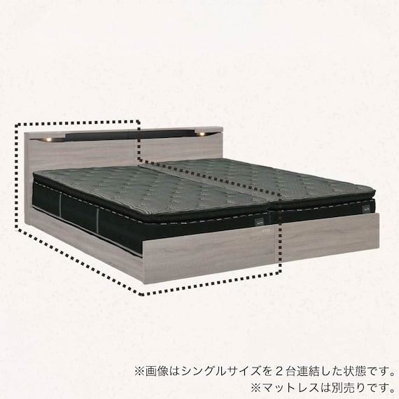 セミシングル 棚・照明・コンセント付きベッドフレーム(ブックス 左 GYB)【島忠ホームズ商品】 1枚目画像