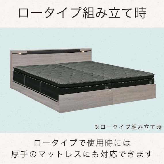 セミシングル 棚・照明・コンセント付きベッドフレーム(ブックス 左 GYB)【島忠ホームズ商品】 4枚目画像