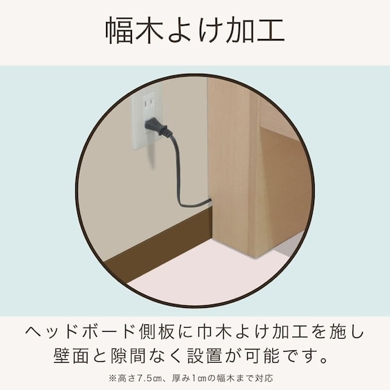 セミシングル 棚・照明・コンセント付きベッドフレーム(ブックス 左 GYB)【島忠ホームズ商品】 9枚目画像