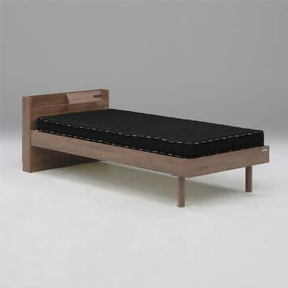 シングル 棚・コンセント付きすのこベッドフレーム(レッグル BR)【島忠ホームズ商品】 1枚目画像