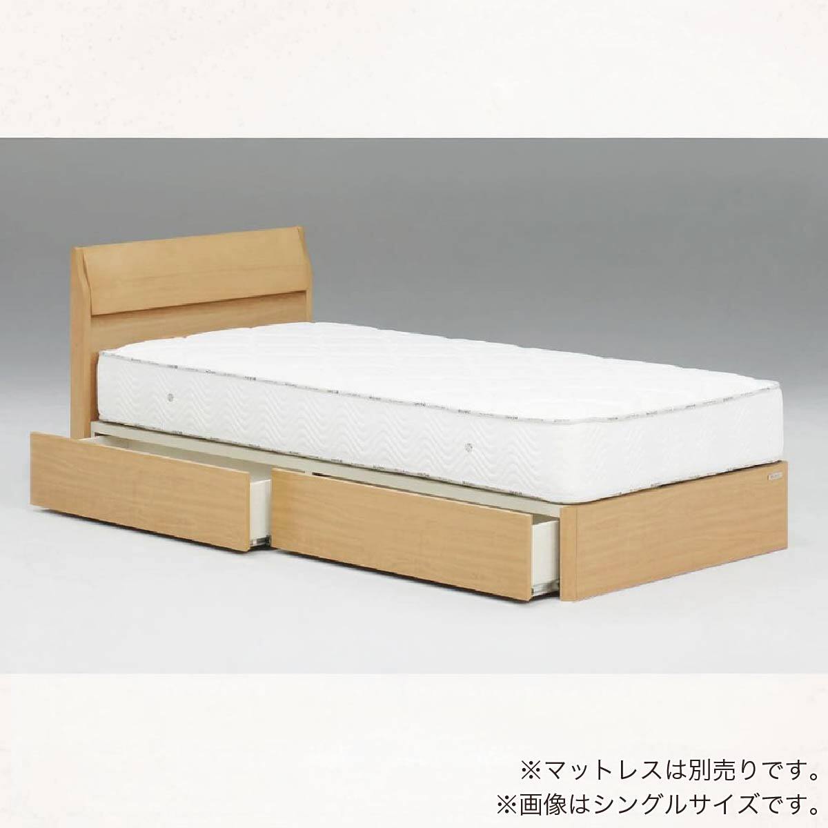 【R】ダブル　マットレスなし【収納あり】 送料込み！【ナチュラル】 シングル 収納付きヘッドレスベッドフレーム(ノエル NA)【島忠ホームズ