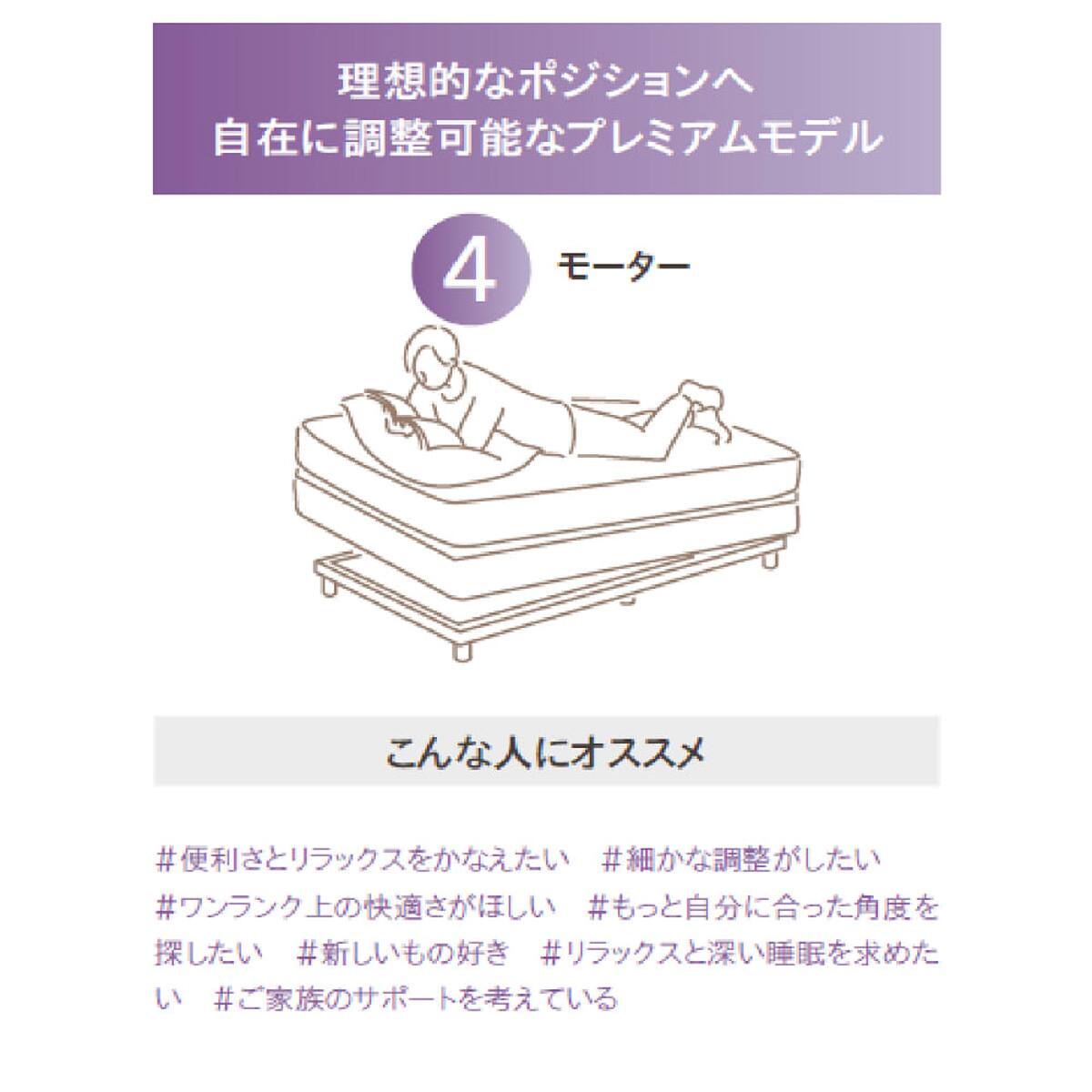 電動セミダブルベッドフレーム + マットレスセット(IDシエラ F4