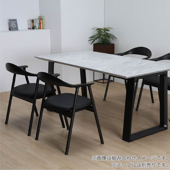 肘付きダイニングチェア(ロタ BK)【島忠ホームズ商品】 2枚目画像