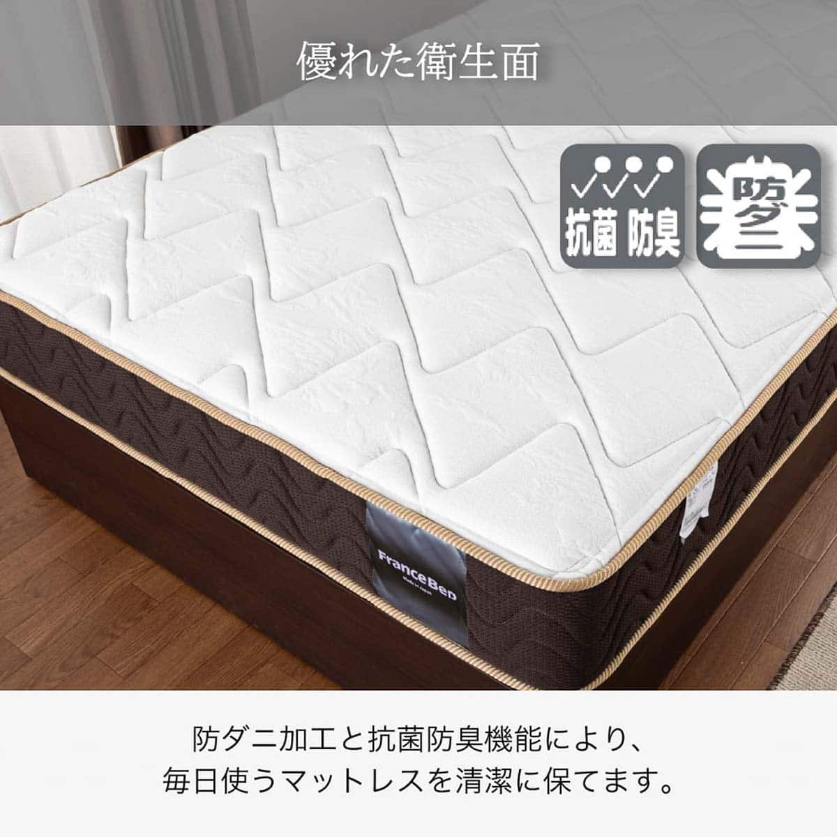 セミダブルツインベッド＋マットレスセット(エコモア01 脚タイプ