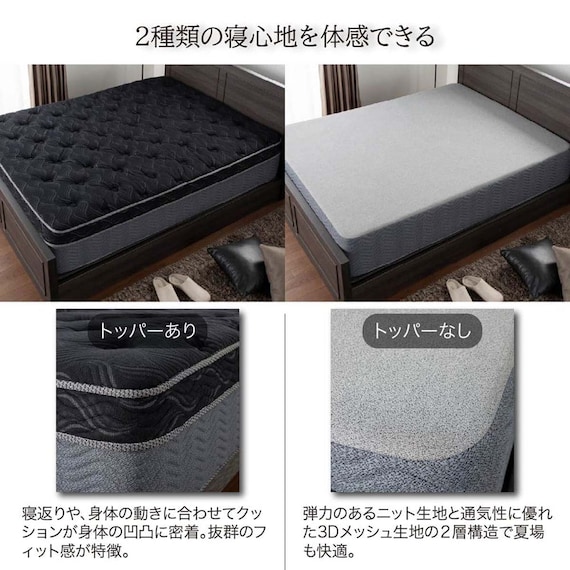 クイーン170マットレス(8.25インチ エッセンシャルブラックカスタム MD 1枚タイプ)【島忠ホームズ商品】 6枚目画像