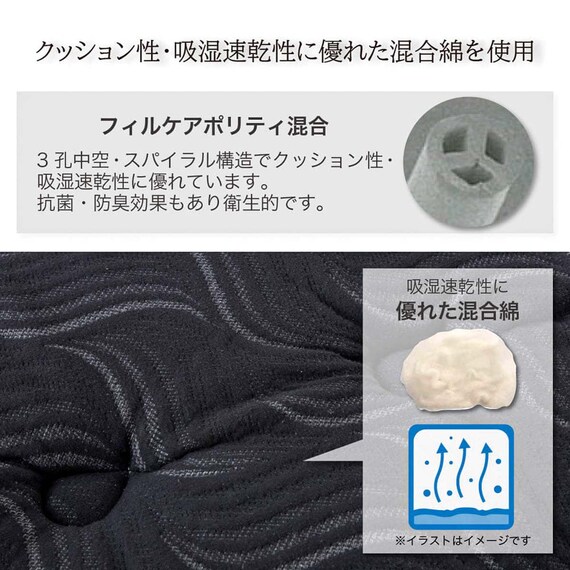 クイーン170マットレス(8.25インチ エッセンシャルブラックカスタム MD 分割タイプ)【島忠ホームズ商品】 9枚目画像