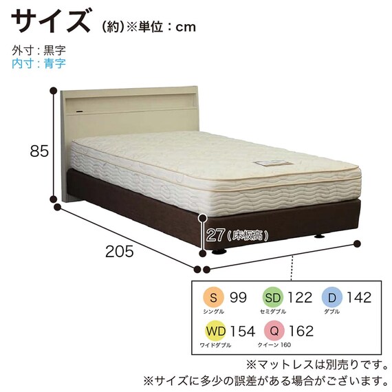 シングル 棚・コンセント付きベッドフレーム(シエラ スリムシェルフ ダブルクッション(BB20K10) WH)【島忠ホームズ商品】 13枚目画像