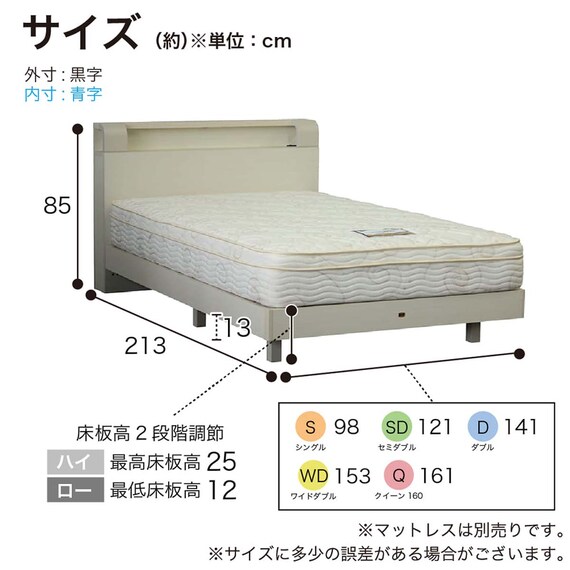 シングル 棚・照明・コンセント付きベッドフレーム(シエラシェルフ ステーション WH)【島忠ホームズ商品】 14枚目画像