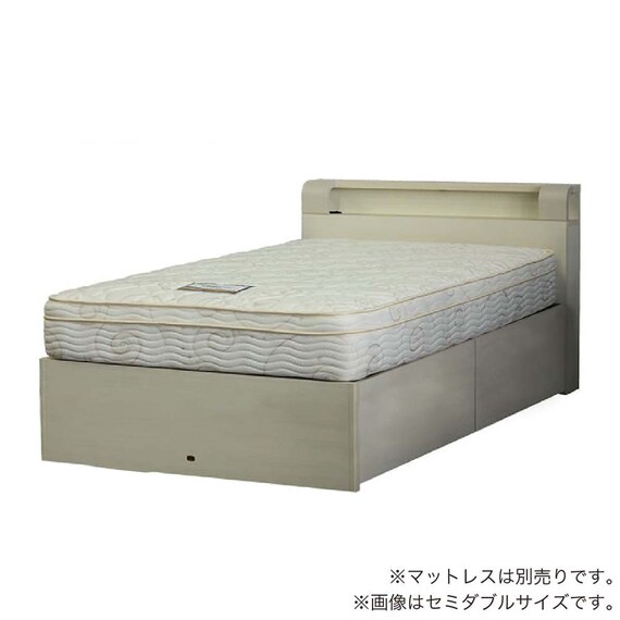 シングル 棚・コンセント・照明・収納付きベッドフレーム(シエラシェルフ 深型引付き WH)【島忠ホームズ商品】 1枚目画像