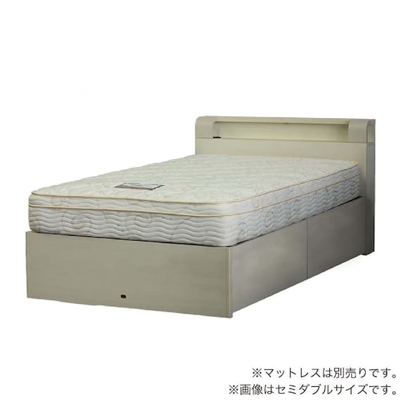 シングル 棚・コンセント・照明・収納付きベッドフレーム(シエラシェルフ 深型引付き WH)【島忠ホームズ商品】 1枚目画像