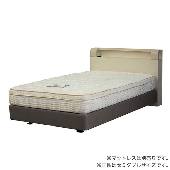 シングル 棚・照明・コンセント付きベッドフレーム(シエラシェルフ ダブルクッション WH)【島忠ホームズ商品】 1枚目画像