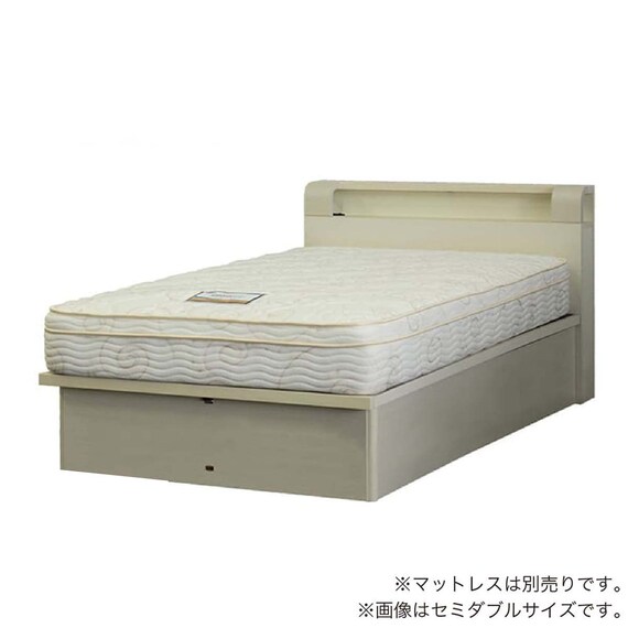 シングル 棚・照明・コンセント・収納付きベッドフレーム(シエラシェルフ 深型リフト WH)【島忠ホームズ商品】 1枚目画像